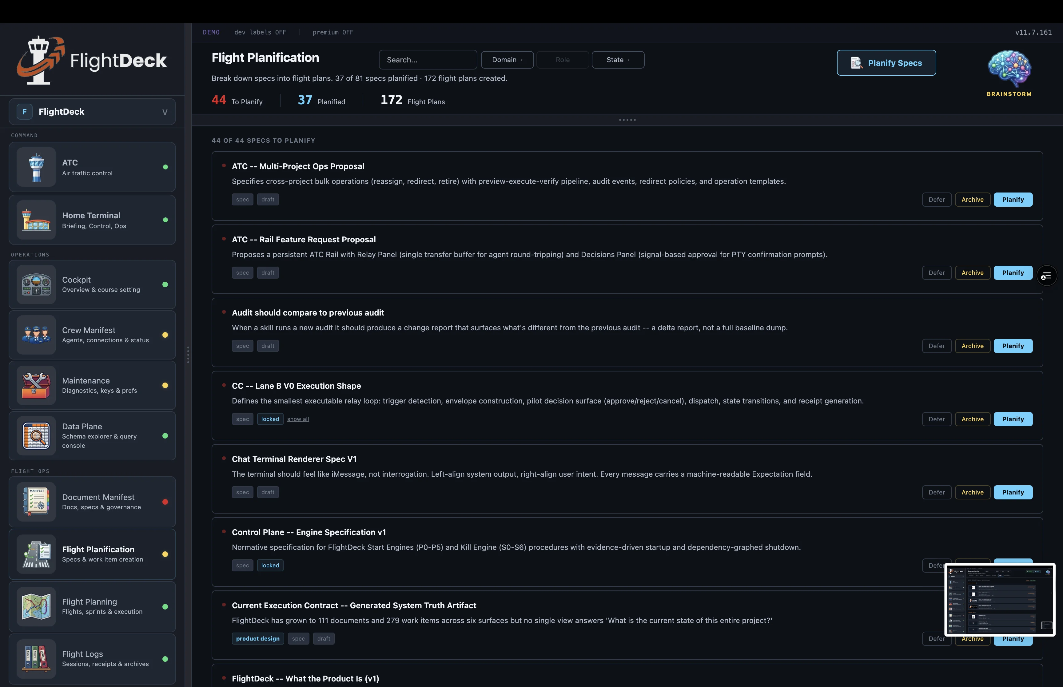 Flight Planification — 37 planified, 172 flight plans